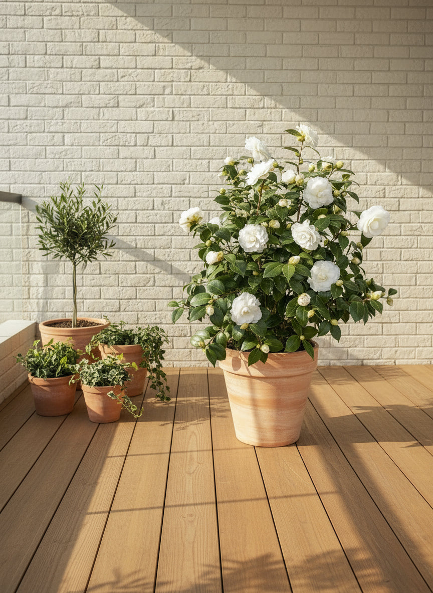 Camellia japonica ‘Nuccio’s Gem’ – Camélia blanc - Ø19cm - ↕65cm - Verdeia