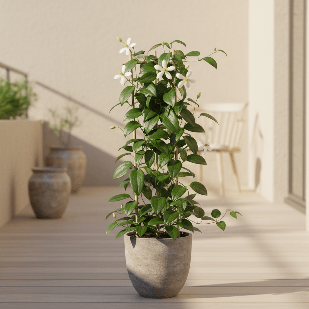 Clematis armandii – Clématite persistante à fleurs blanches – Ø15cm – ↕65cm - Verdeia