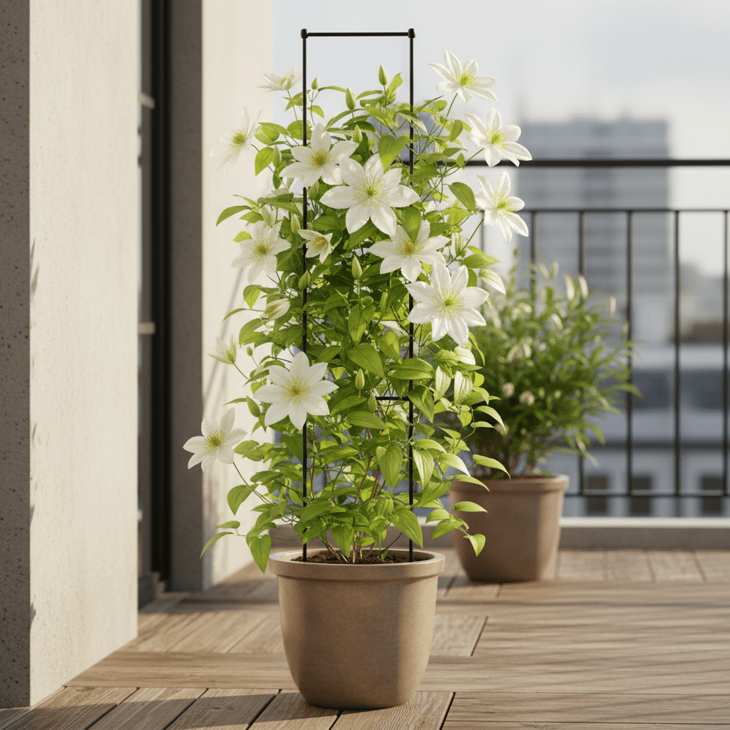 Clematis ‘Miss Bateman’ – Clématite blanche élégante – Ø15cm – ↕65cm - Verdeia