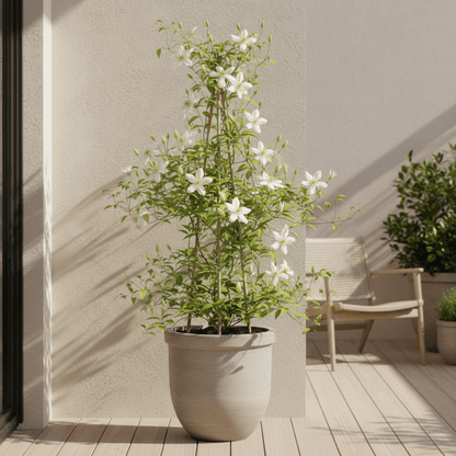 Clematis montana ‘Grandiflora’ – Clématite blanche printanière – Ø15cm – ↨65cm - Verdeia