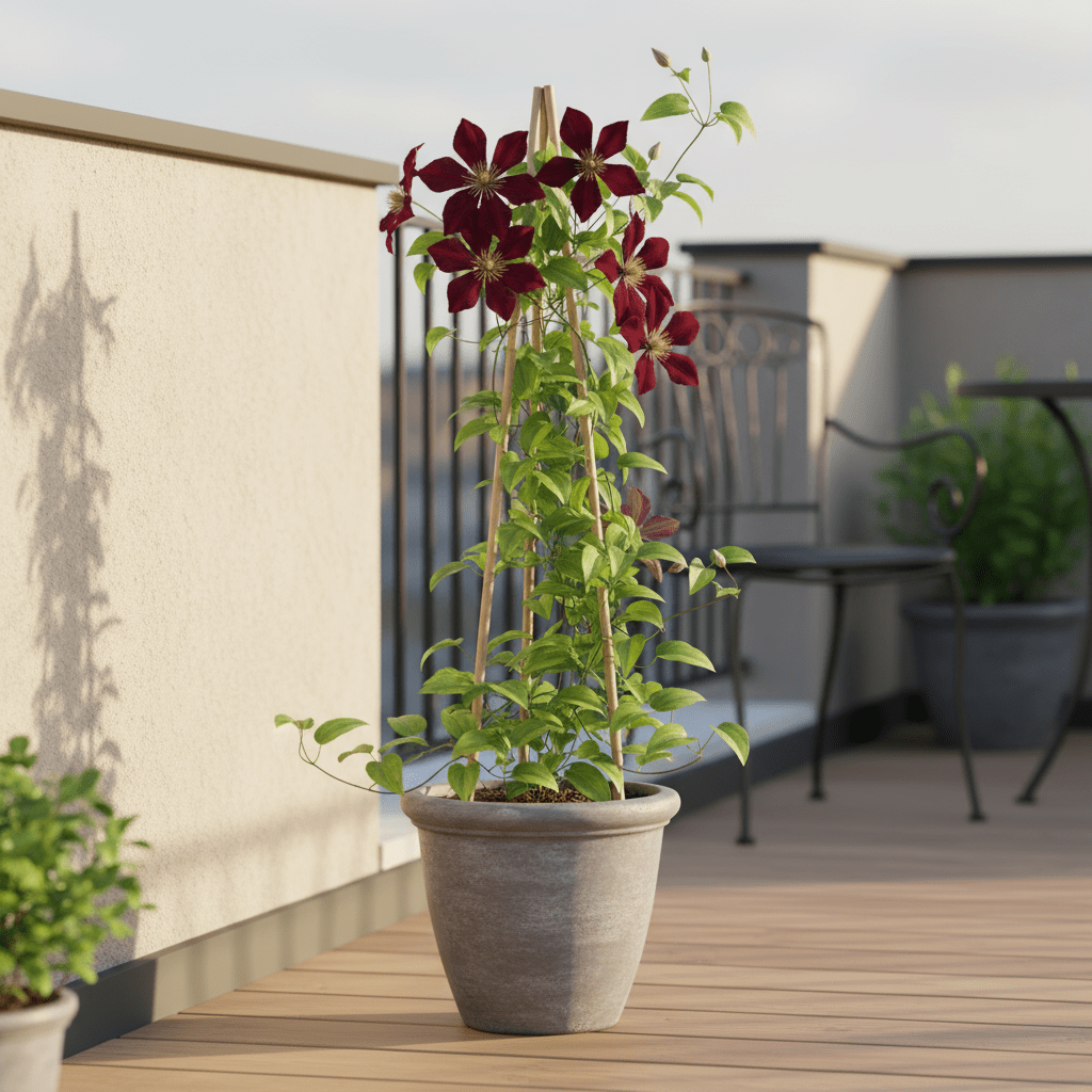 Clematis ‘Niobe’ – Clématite rouge à grandes fleurs – Ø15cm – ↨65cm - Verdeia