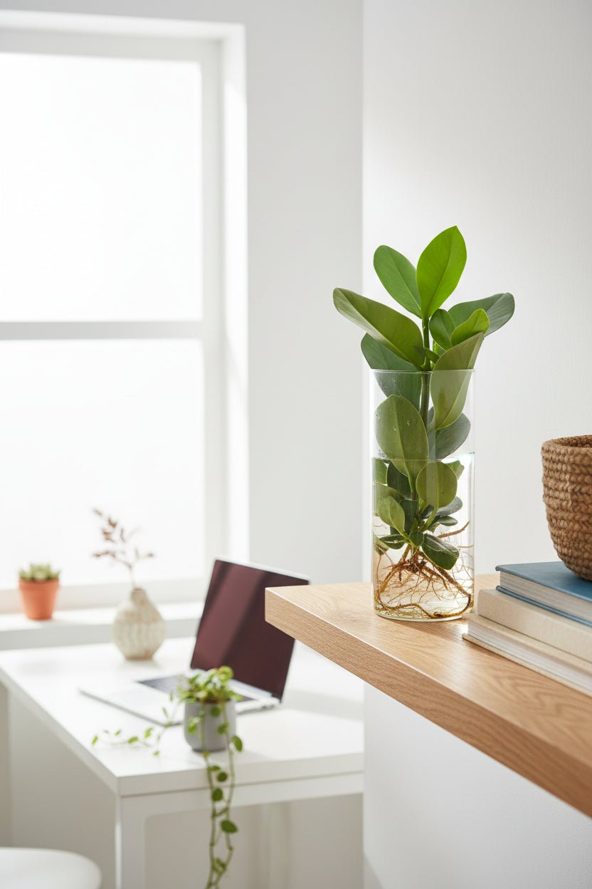 Clusia en jarrón cilíndrico — Planta hidropónica — Ø12 cm — H30 cm - Verdeia - 2