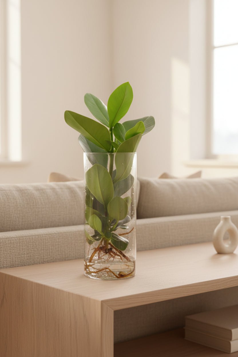 Clusia en jarrón cilíndrico — Planta hidropónica — Ø12 cm — H30 cm - Verdeia - 3