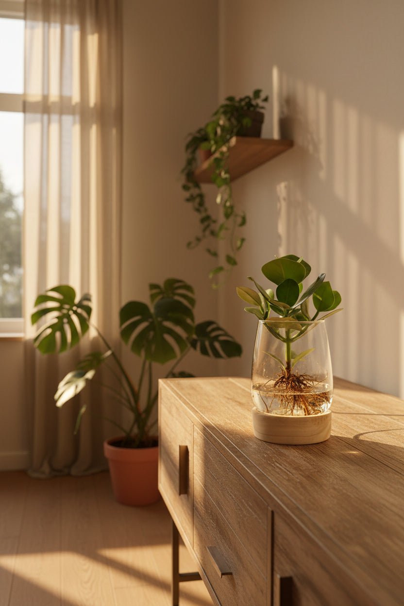 Clusia en pot de vidre Kingston + LED — Planta hidropònica — Ø12 cm — H30 cm - Verdeia - 5