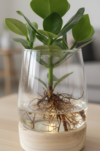 Clusia en pot de vidre Kingston + LED — Planta hidropònica — Ø12 cm — H30 cm - Verdeia - 2