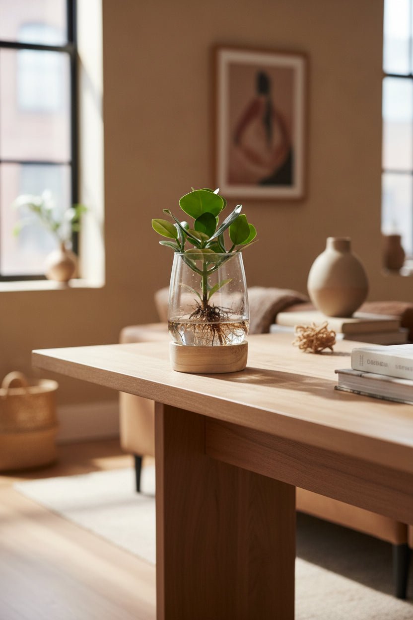 Clusia en gerro Kingston de vidre + LED — Planta hidropònica — Ø12 cm — H30 cm - Verdeia - 4
