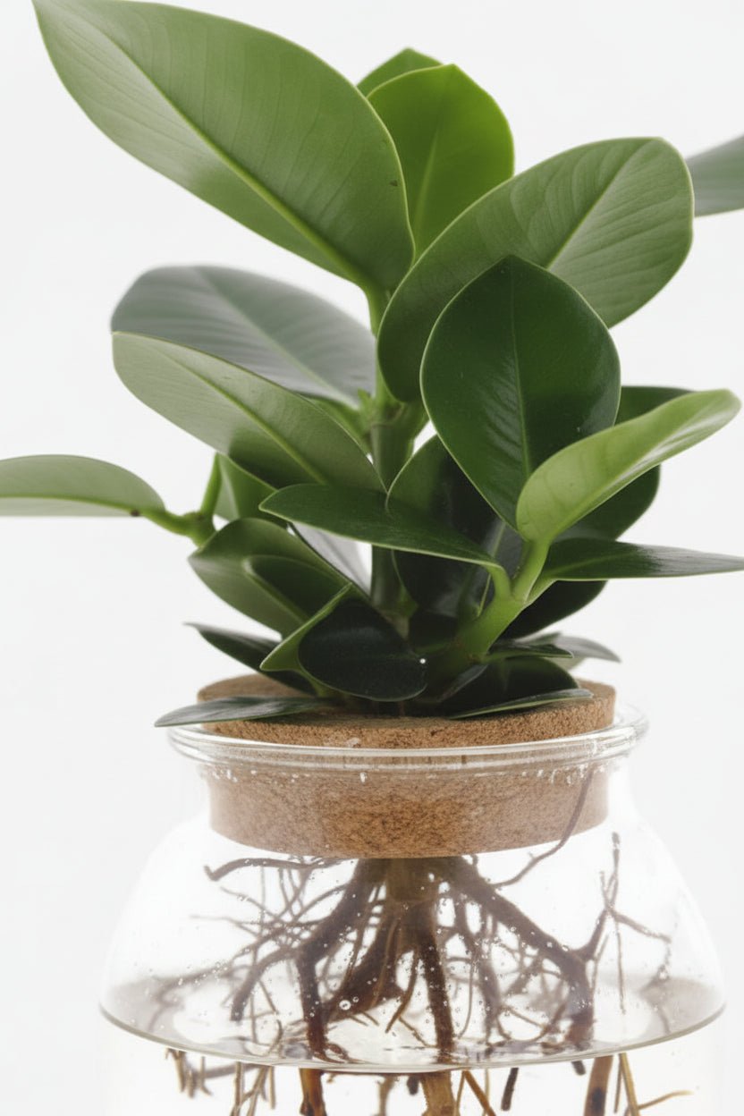 Clusia en frasco de vidrio + LED — Planta hidropónica — Ø12 cm — H30 cm - Verdeia - 2
