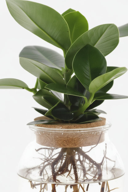 Clusia en frasco de vidrio + LED — Planta hidropónica — Ø12 cm — H30 cm - Verdeia - 2
