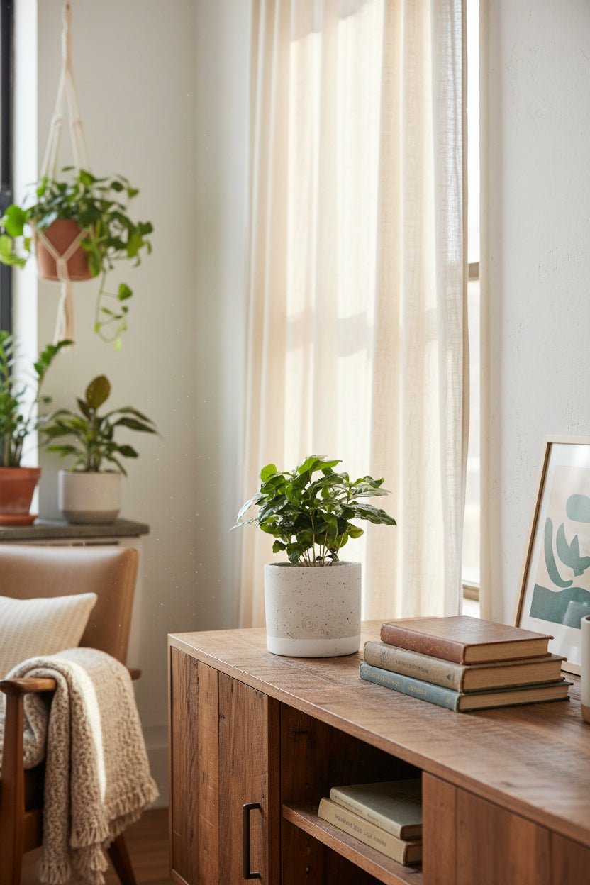 Coffea arabica — Cafeto — Ø12 x H20 cm — Listo para colocar — Cerámica jade - Verdeia - 3