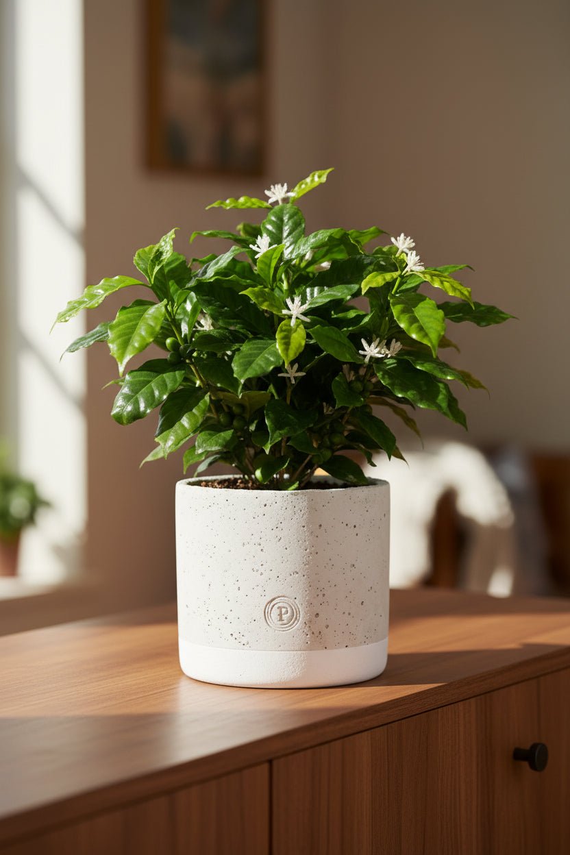 Coffea arabica — Cafeto — Ø12 x H20 cm — Listo para colocar — Cerámica jade - Verdeia - 4