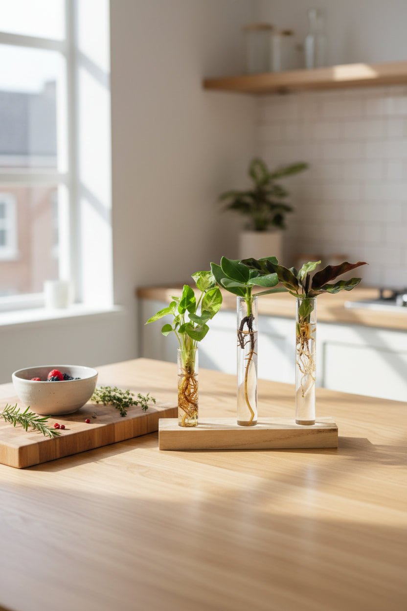 Coffret Hydroponie surprise — 3 plantes sur support bois H10 cm | Pot Ø7 cm - Verdeia - 3
