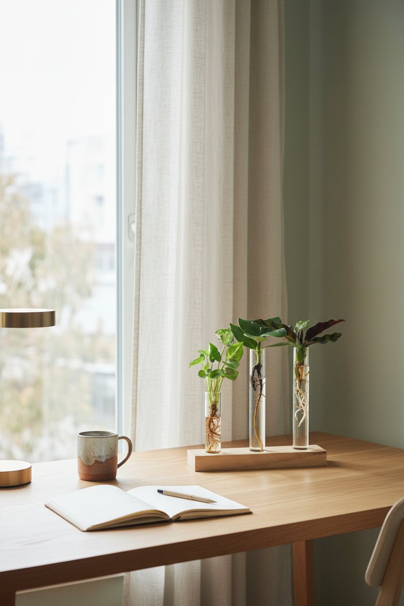 Coffret Hydroponie surprise — 3 plantes sur support bois H10 cm | Pot Ø7 cm - Verdeia - 4