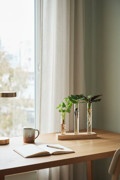 Coffret Hydroponie surprise — 3 plantes sur support bois H10 cm | Pot Ø7 cm - Verdeia - 4