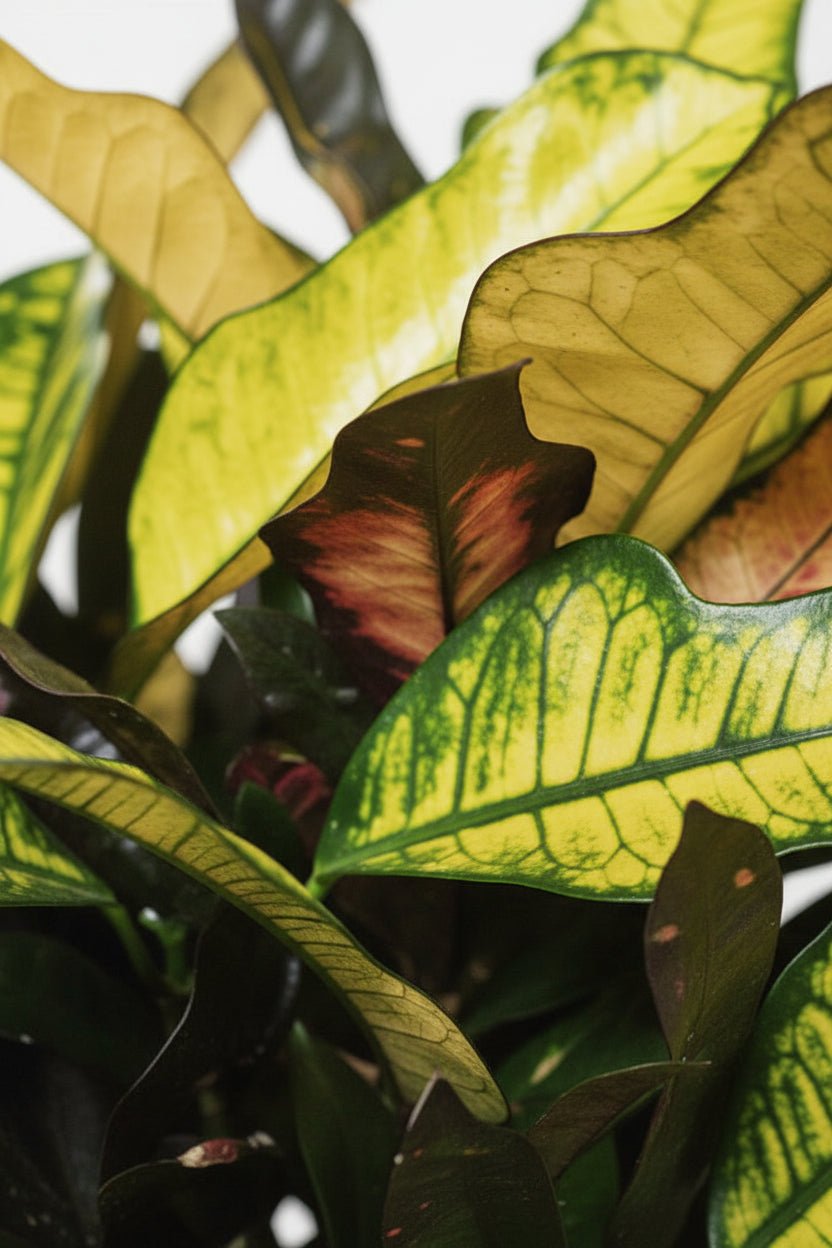 close-up van het blad van de Croton Wilma — Codiaeum