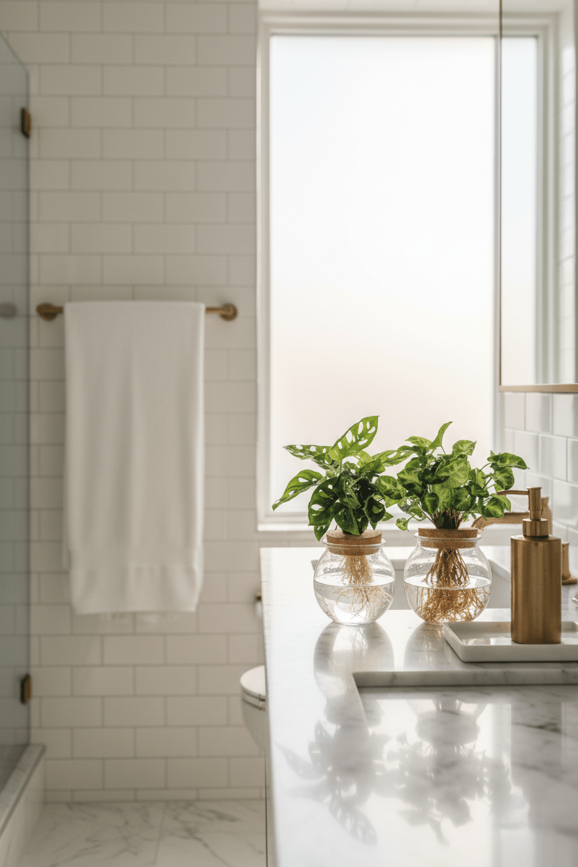 monstera adansonii bathroom Duo Monstera Adansonii Syngonium — Hydroponic Jar