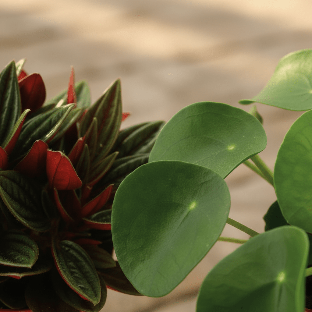 Duo Peperomia Rosso &amp;amp; Pilea Peperomioides - 10,5 x 15 cm - Verdeia - 2