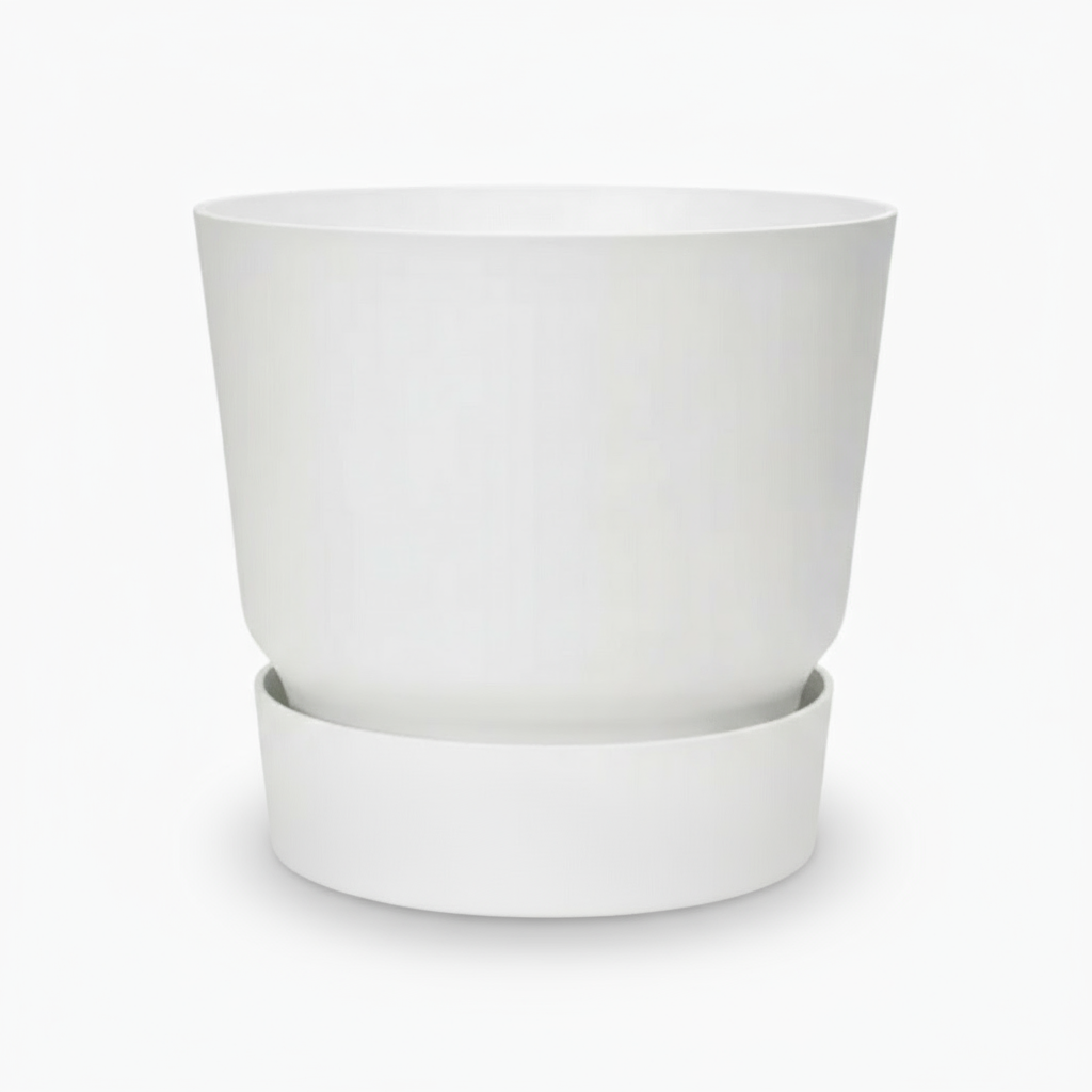 ELHO Greenville Round – Cache - pot blanc mat avec réservoir - Verdeia