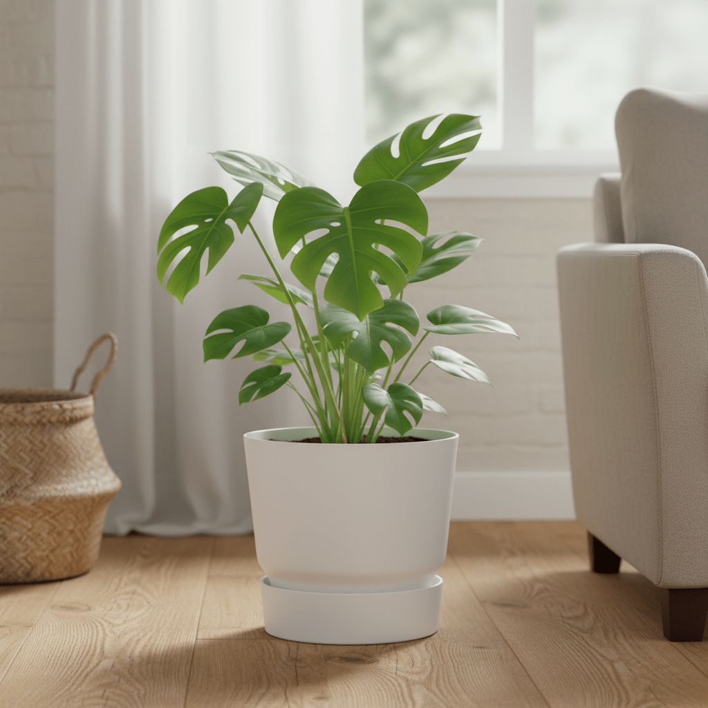 ELHO Greenville Round – Cache - pot blanc mat avec réservoir - Verdeia