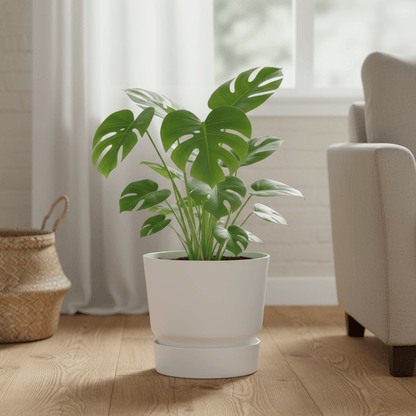 ELHO Greenville Round – Cache - pot blanc mat avec réservoir - Verdeia