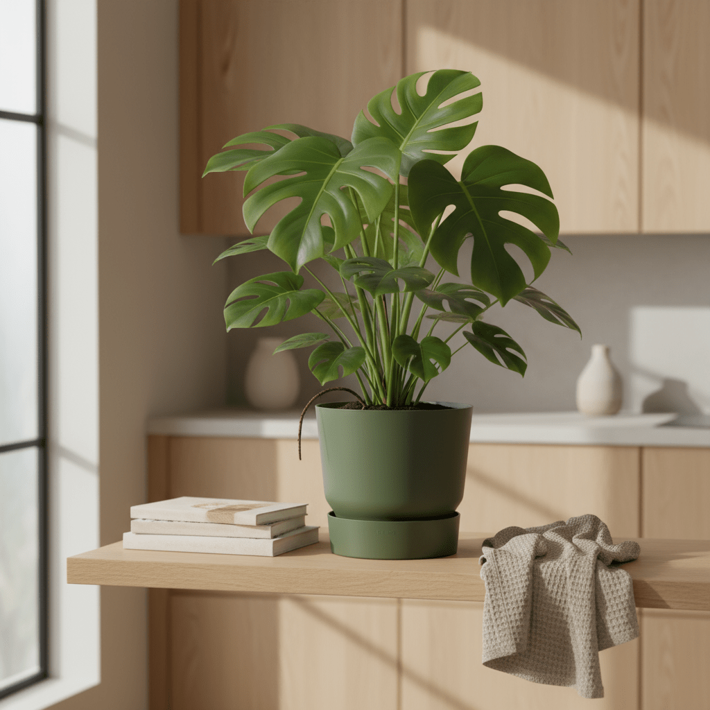 ELHO Greenville Round – Cache - pot vert feuille avec réservoir - Verdeia