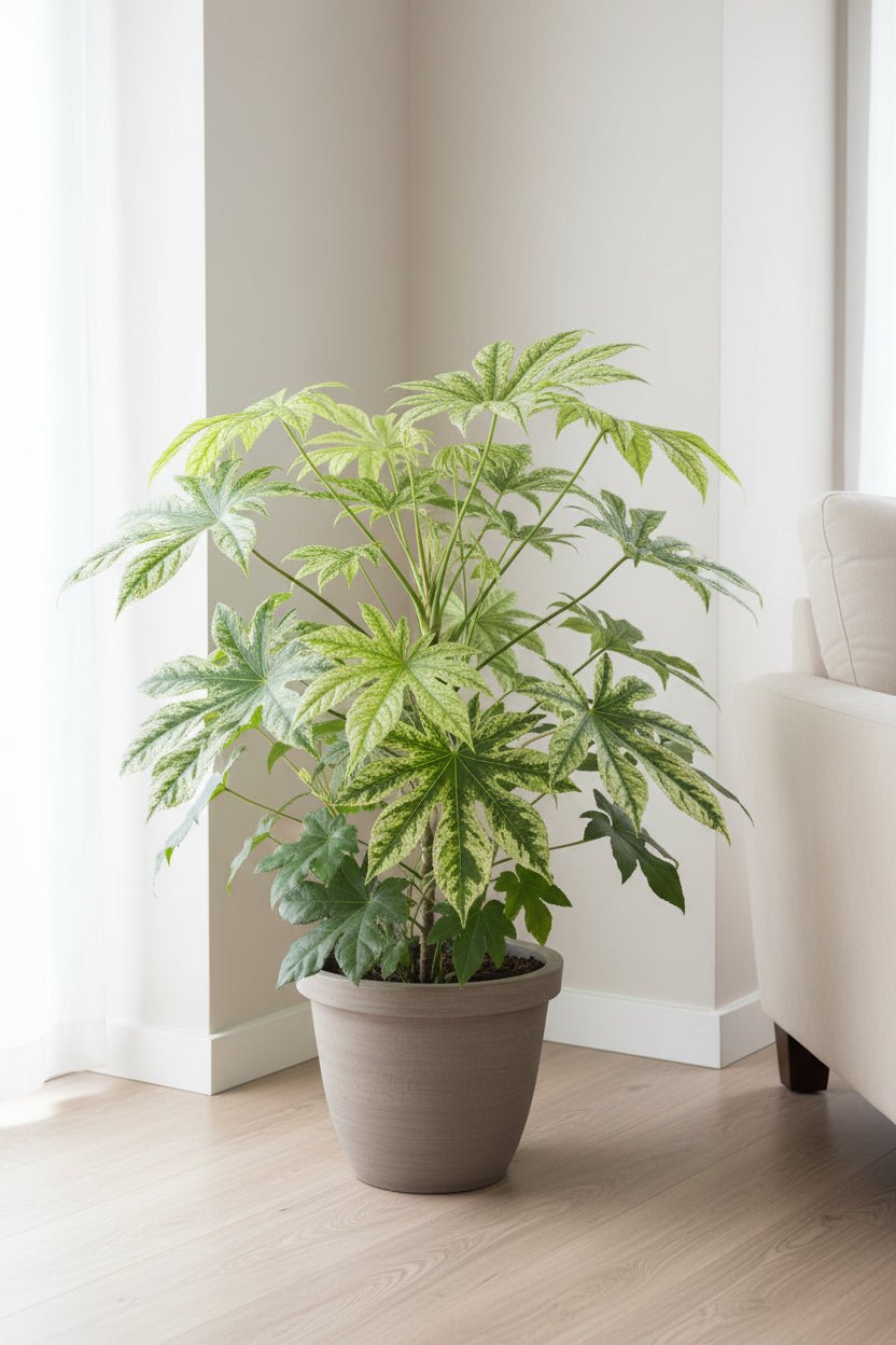 Fatsia Japonica Telaraña — Aralia del Japón panachada — Ø17 cm — H50 cm - Verdeia - 4