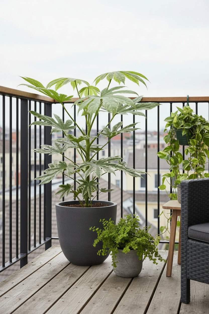 Fatsia Japonica Variegata — Aralia de Japón variegada — Ø19 cm — H60 cm - Verdeia - 8