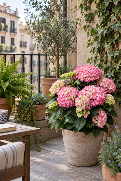 Hydrangea macrophylla Forever &amp; Ever® Rose (Hortensia remontant) — H55 cm | Pot Ø23 cm - Verdeia - 4