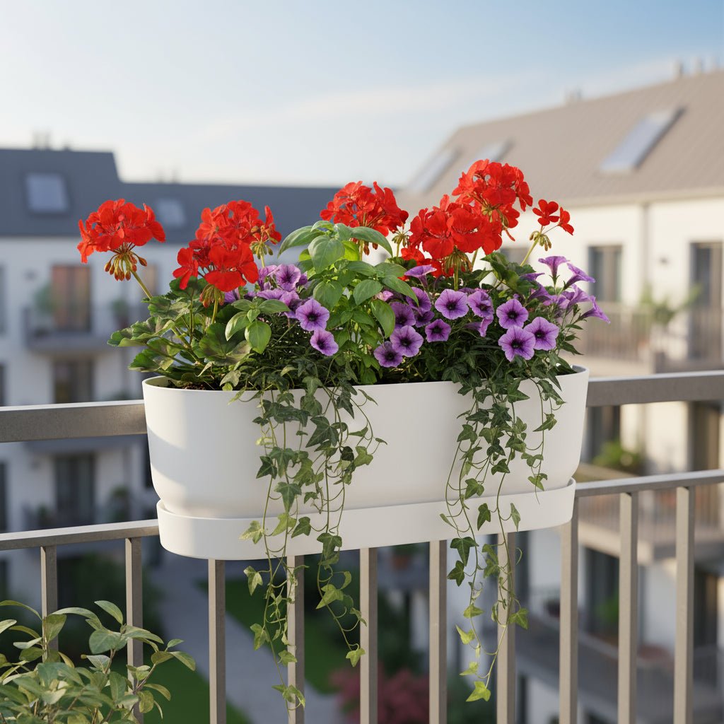 Jardinière de balcon blanche Elho Greenville Easy Balcony – Ø25 cm - Verdeia