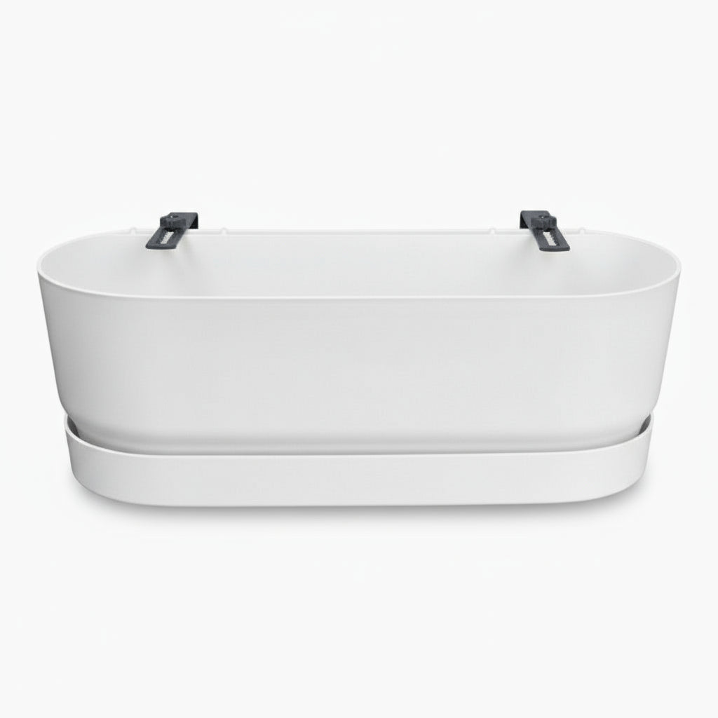 Jardinière de balcon blanche Elho Greenville Easy Balcony – Ø25 cm - Verdeia