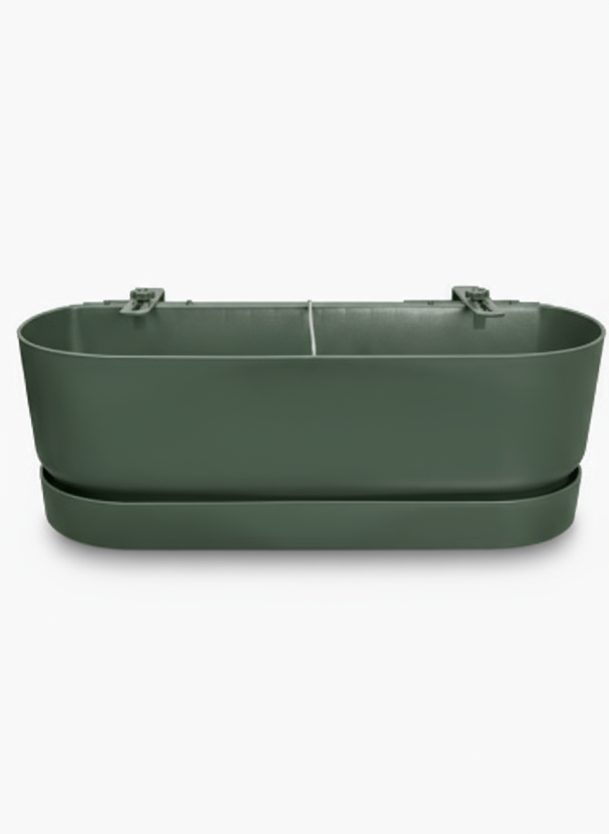 Jardinière de balcon verte Elho Greenville Easy Balcony – Ø25 cm - Verdeia