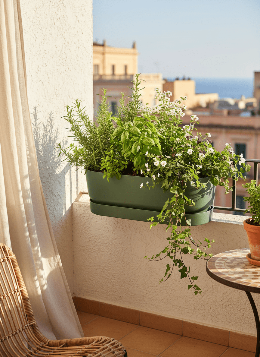 Jardinière de balcon verte Elho Greenville Easy Balcony – Ø25 cm - Verdeia