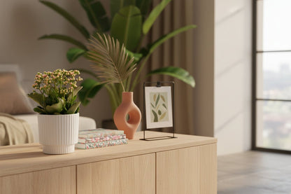 Kalanchoe rosa — Ø12 x A27 cm — Listo para colocar — Cerámica blanca - Verdeia - 5