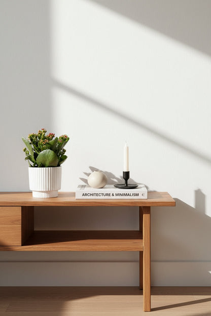 Kalanchoe rojo — Ø12 x H27 cm — Listo para colocar — Cerámica blanca - Verdeia - 4