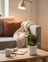 Kalanchoe rojo — Ø12 x H27 cm — Listo para colocar — Cerámica blanca - Verdeia - 5