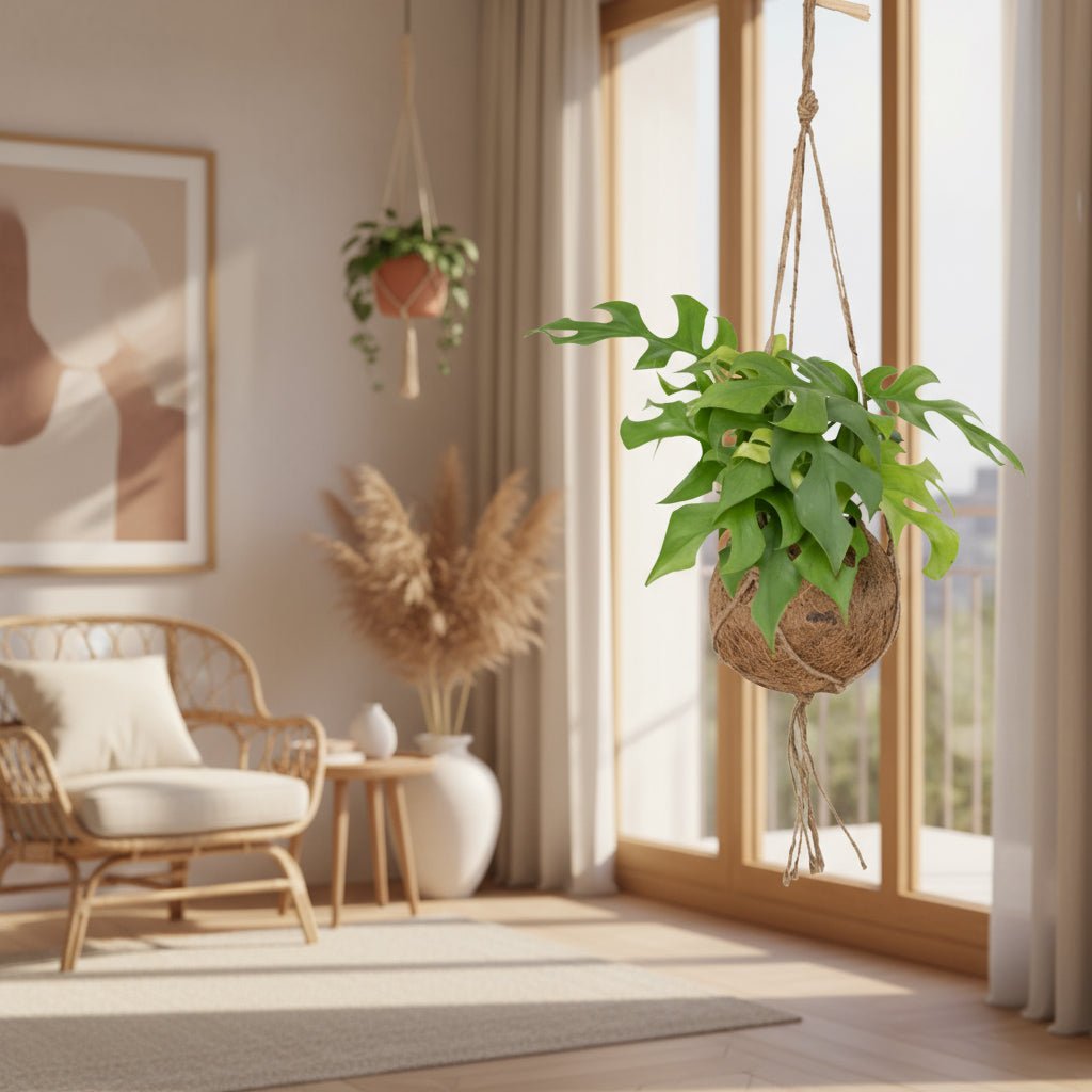 Kokodama Monstera Minima – Plante suspendue tropicale – Ø15cm – ↕25cm - Verdeia