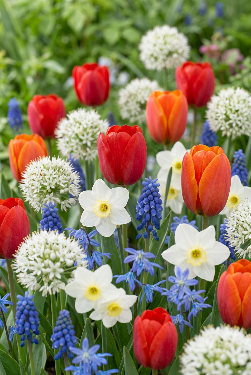 Mélange de bulbes de printemps rouge, bleu et blanc — Bulbes calibre 10/12 - Verdeia - 1