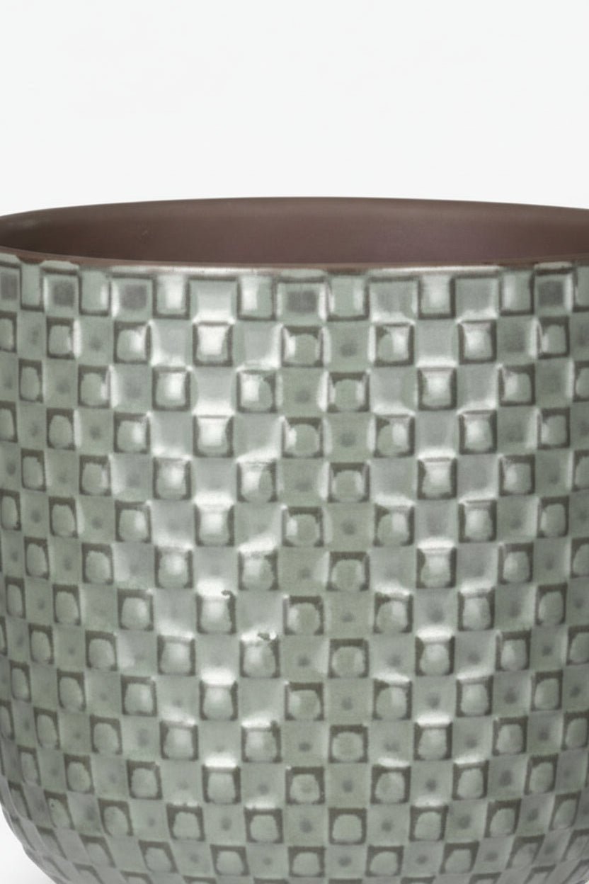 Mini maceta - maceta de cerámica con relieve verde — Ø7 cm - Verdeia - 3