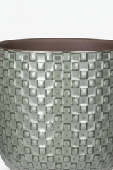 Mini maceta - maceta de cerámica con relieve verde — Ø7 cm - Verdeia - 3