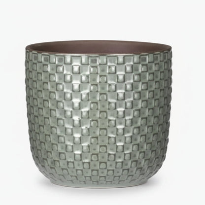 Mini maceta - maceta de cerámica con relieve verde — Ø7 cm - Verdeia - 1