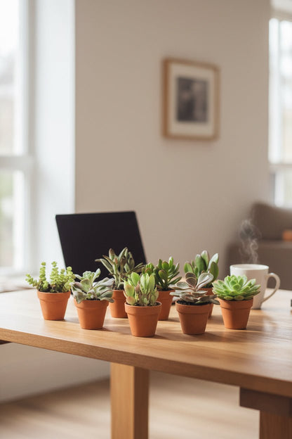 Mix de succulentes en pots terre cuite — H5-10 cm | Pot Ø8,1 cm - Verdeia - 10