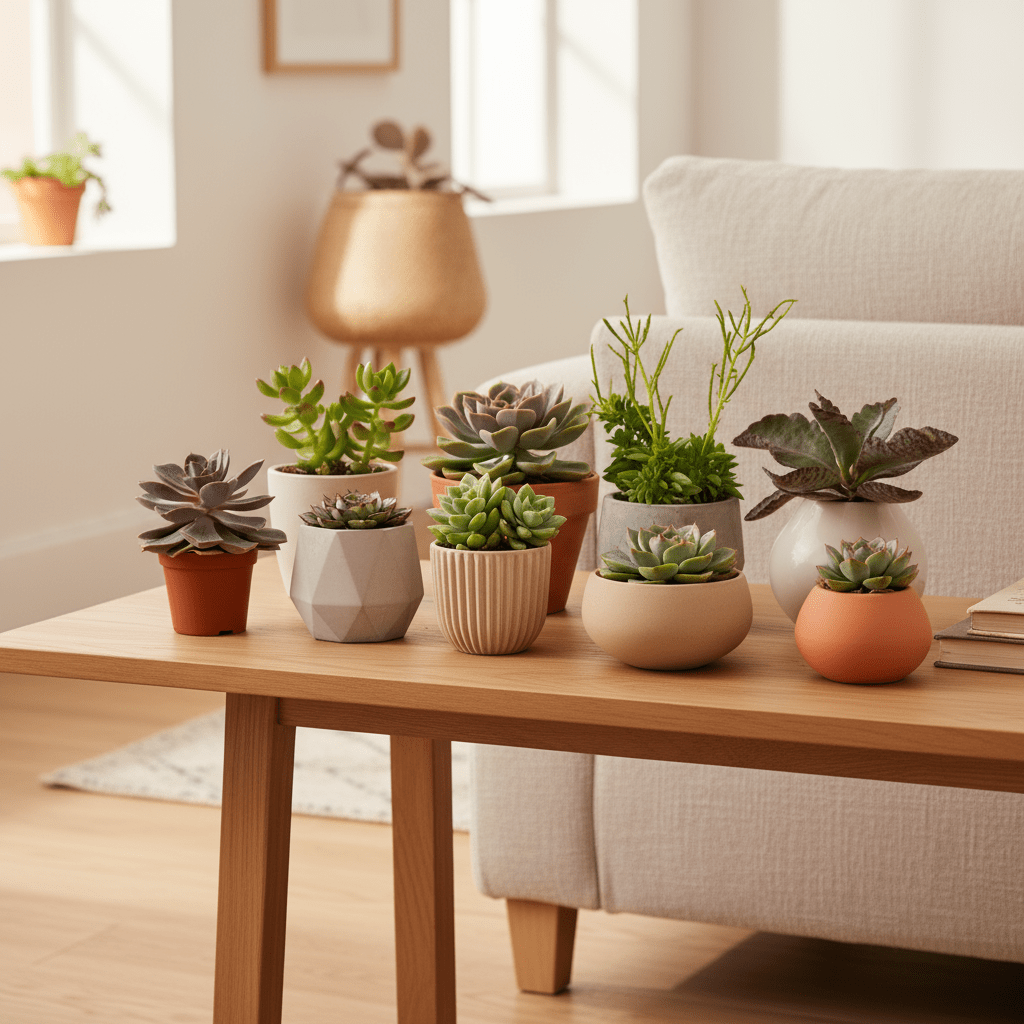 Mix de succulentes / Plantes grasses assorties – Lot de 9 – D8,5 x H10 cm - Verdeia