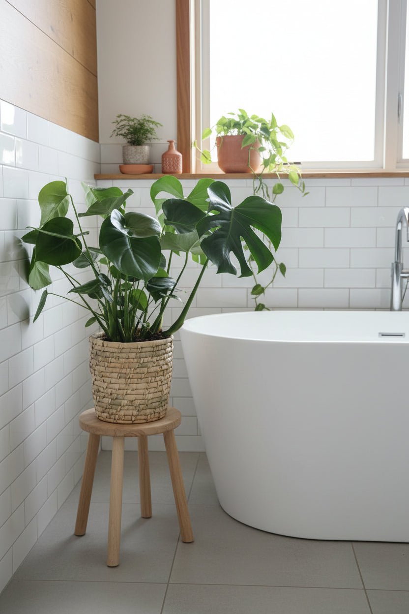 Monstera deliciosa (Plante à trous) - H60 cm | Kurv med palmeblade Ø21 cm - Verdeia - 5