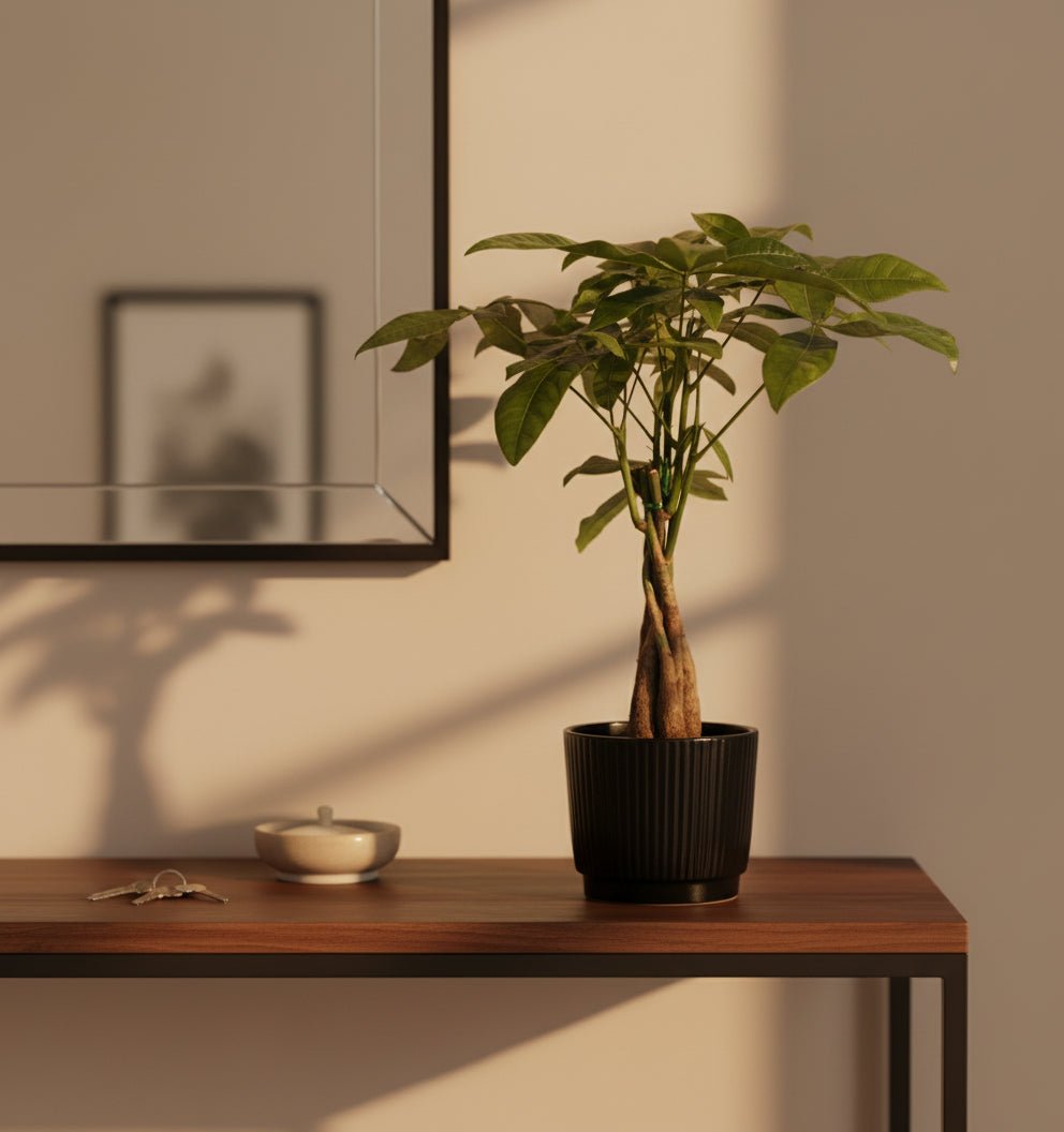 Pachira aquatica — Money tree — Ø12 x H45 cm — Ready to place — Black ceramic - Verdeia - 4