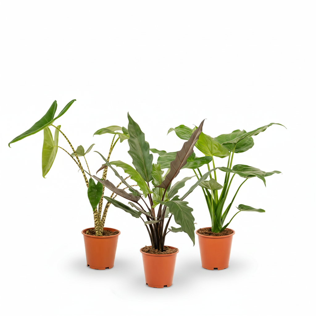 Pack de 3 Alocasia — Zebrina + Cucullata + Lauterbachiana — 3 plantas - Verdeia - 1