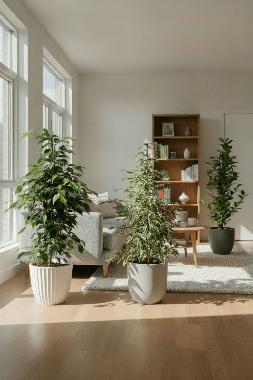 Conjunto de 3 Ficus — Benjamina Danielle + Twilight + Microcarpa — 3 plantas - Verdeia - 3