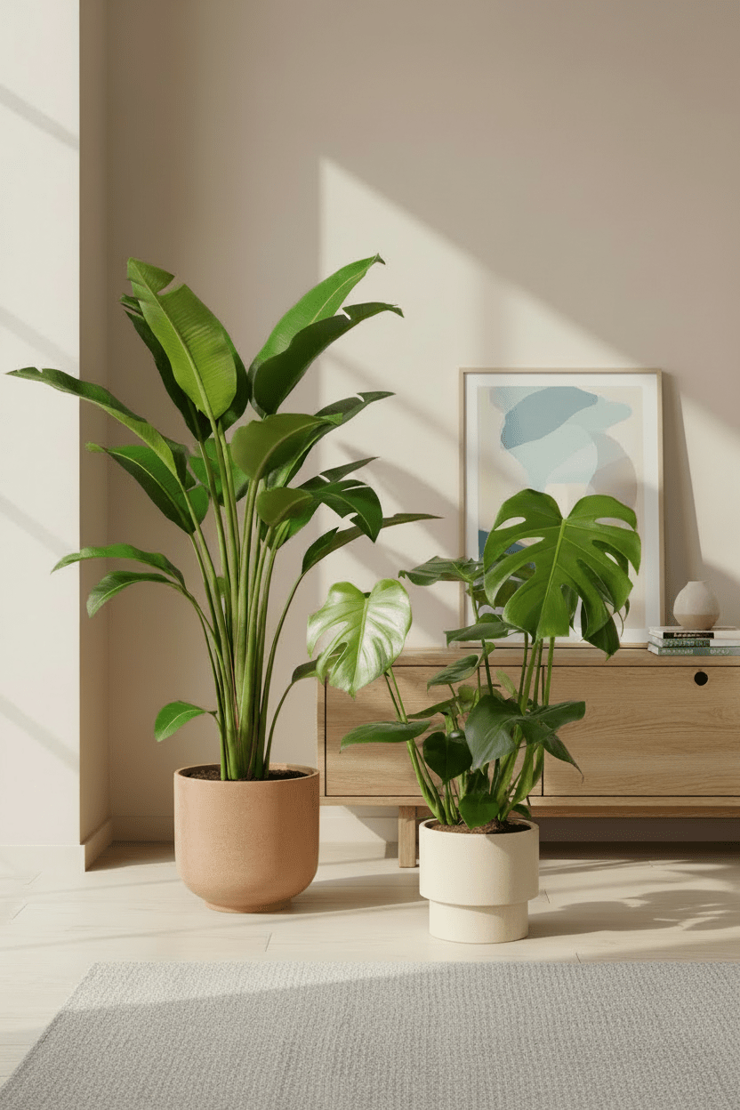 Set Strelitzia Nicolai + Monstera Deliciosa — Uccello del paradiso + Falso filodendro — 2 piante - Verdeia - 4