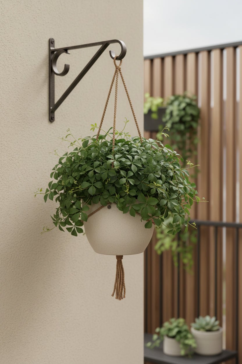 Parthenocissus striata (opadavý břečťan) zavěšený na háčku