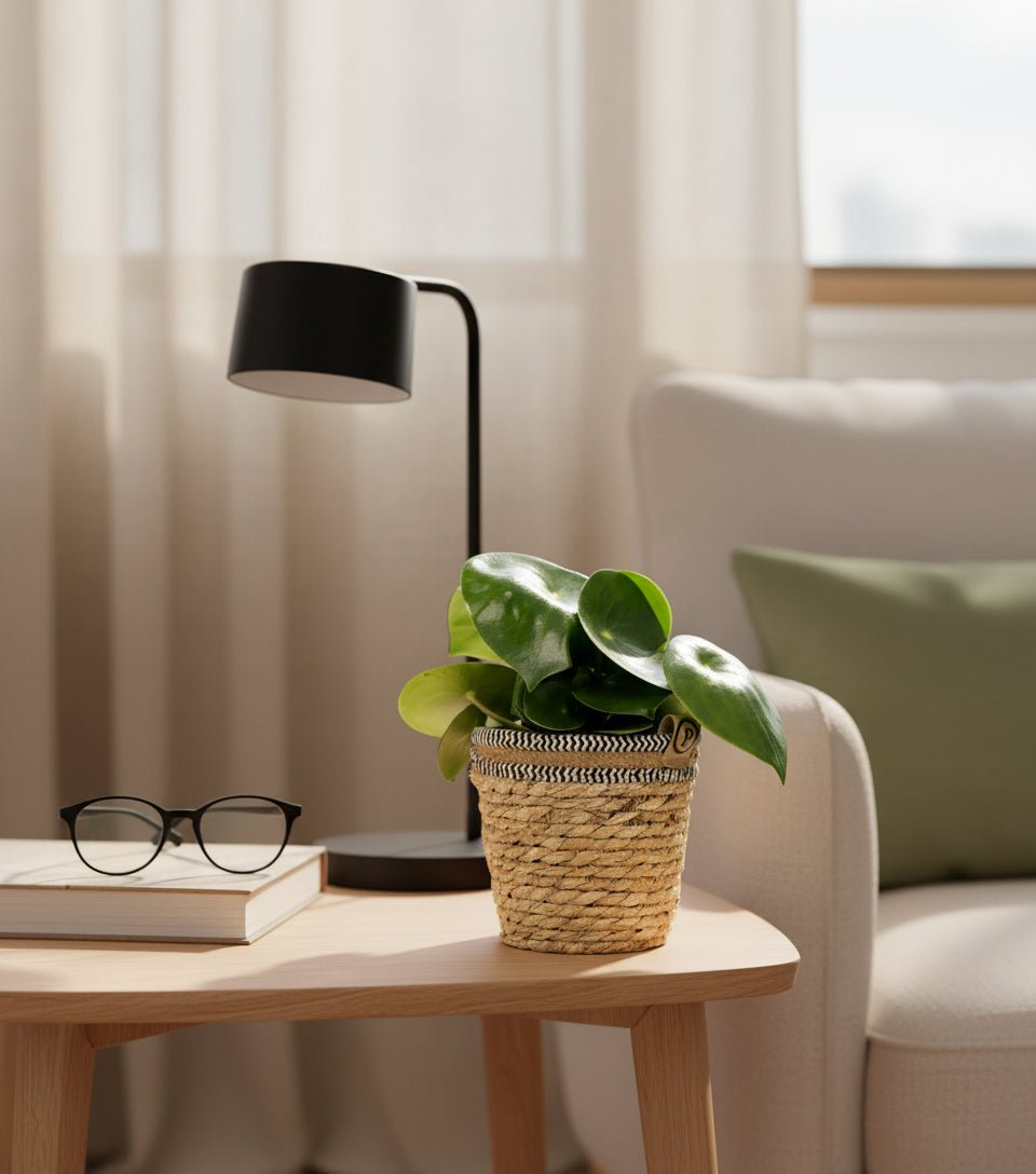 Peperomia Raindrop — Ø12 x H25 cm — Lista para colocar — Cesta natural - Verdeia - 3