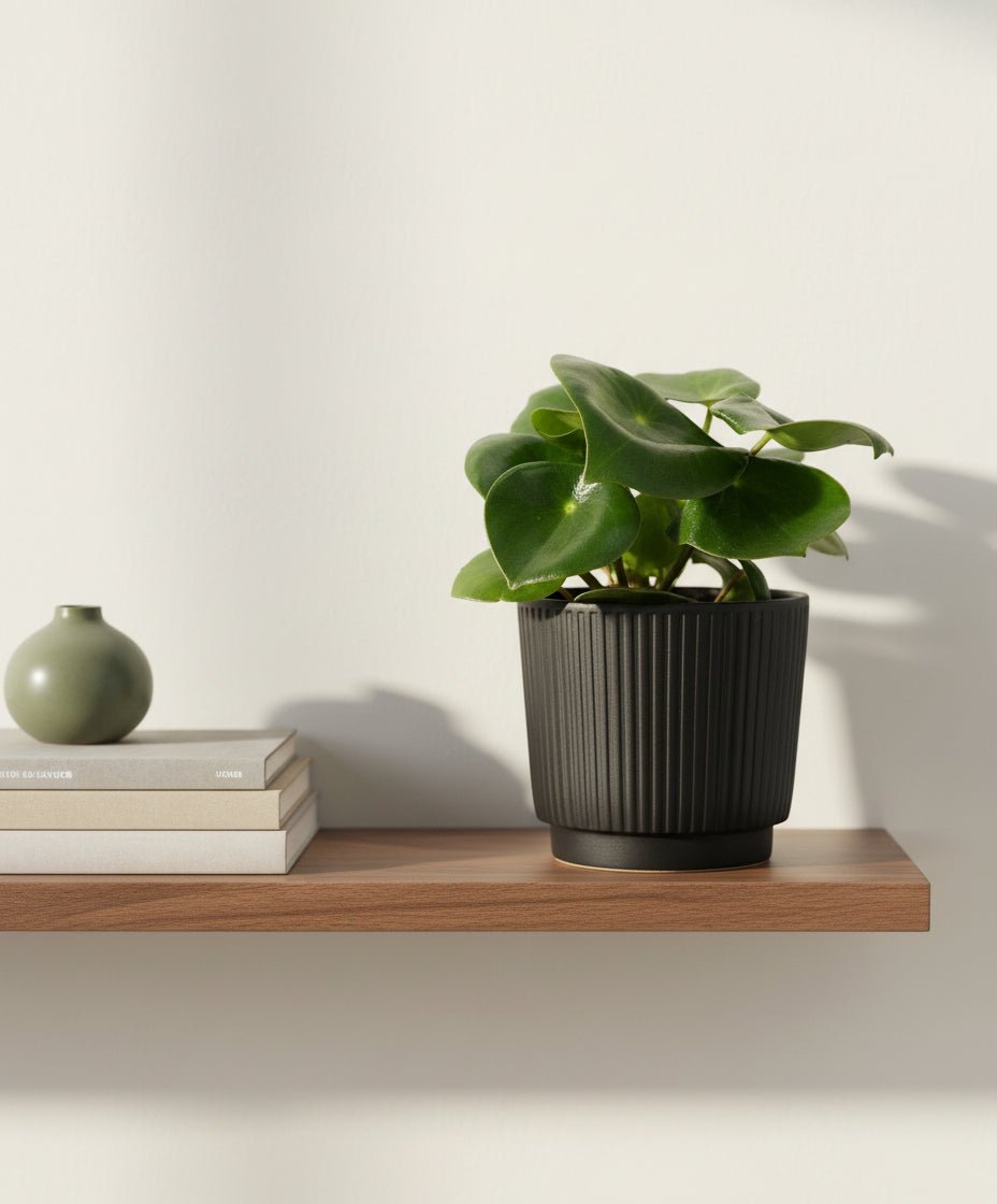 Peperomia Raindrop — Ø12 x H25 cm — Listo para colocar — Cerámica negra - Verdeia - 4
