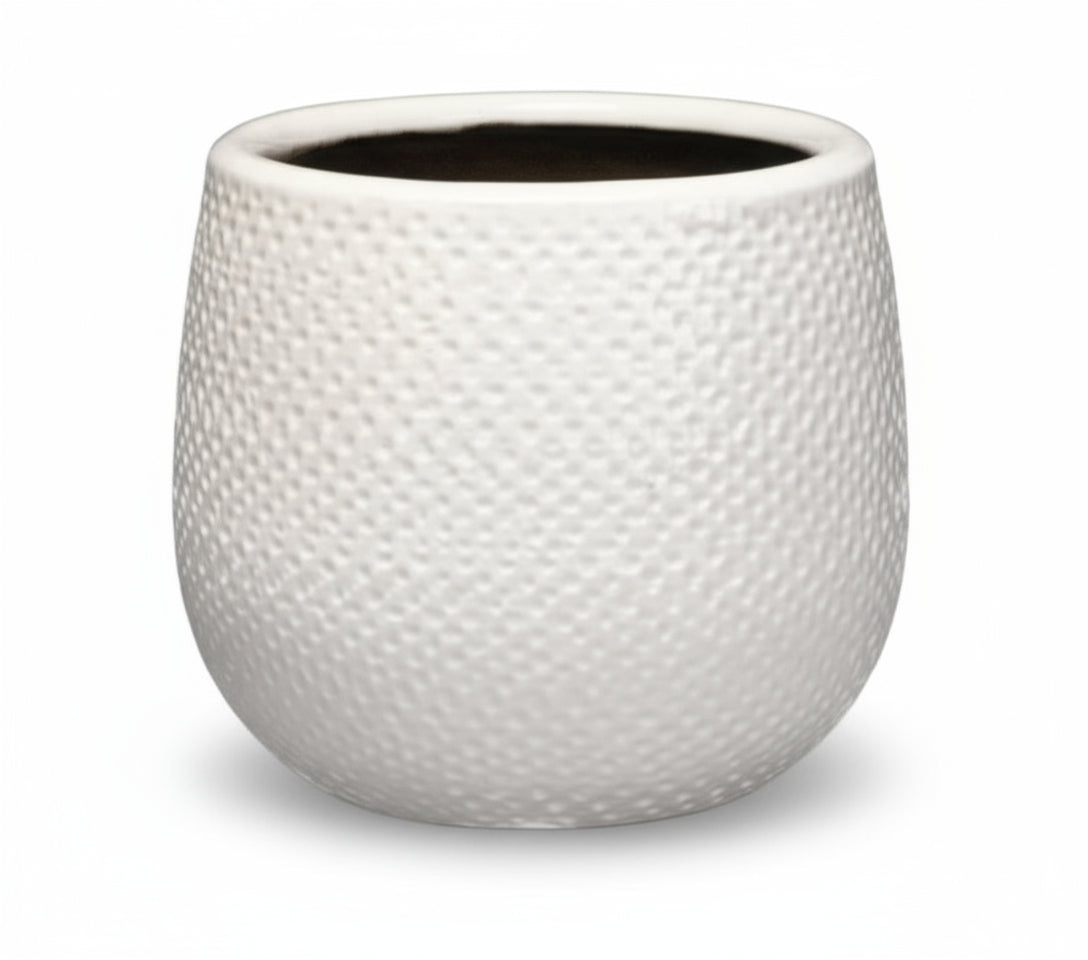 Pot en Céramique Gabriel Rond Blanc Ø14 cm - Verdeia